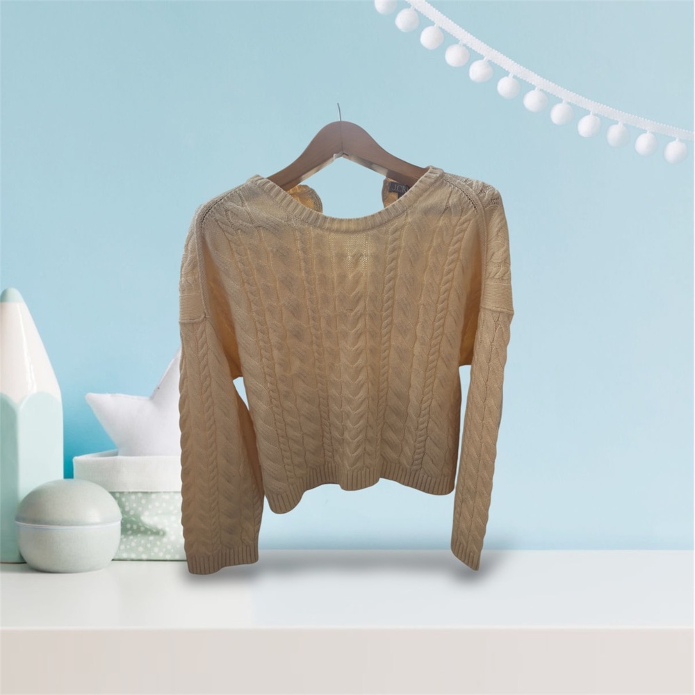J. Crew Tan Cable Knit Crew Neck Sweater